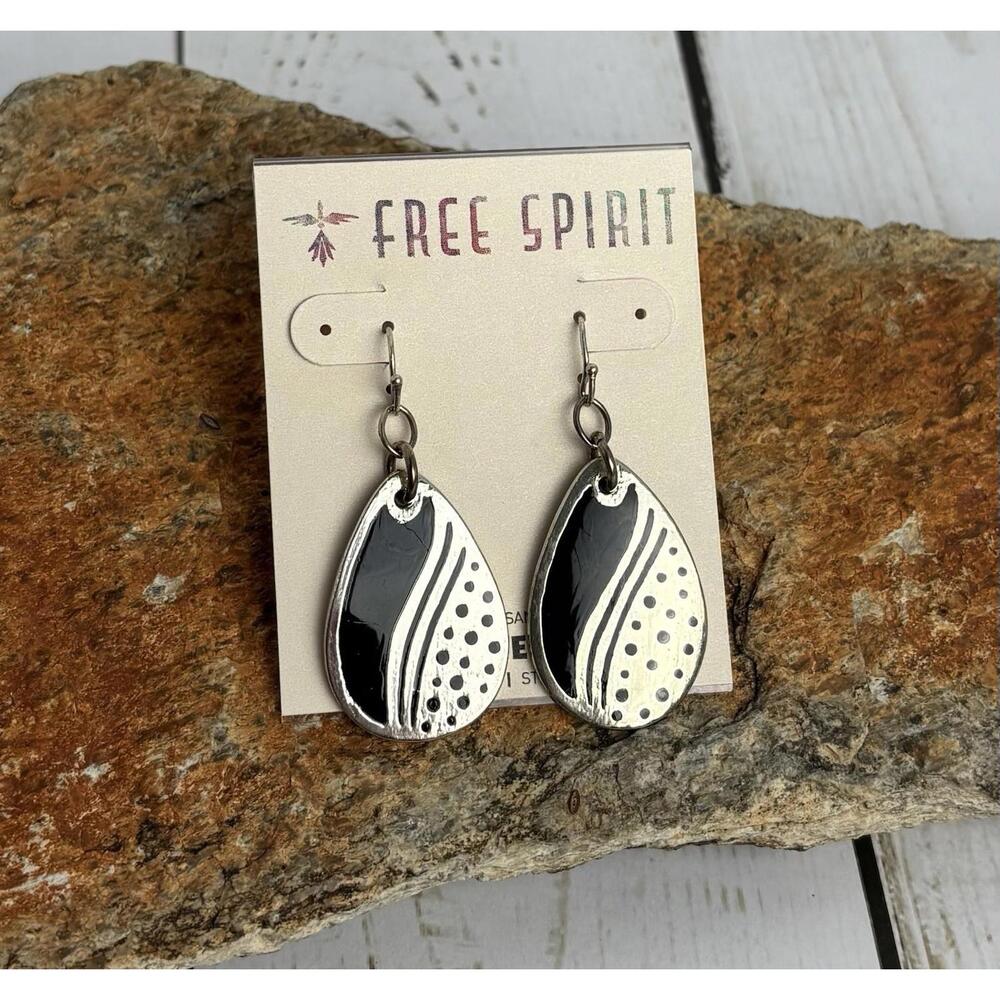 NEW Peyote Bird Sterling Silver Onyx Earrings J082 - Picture 2 of 4